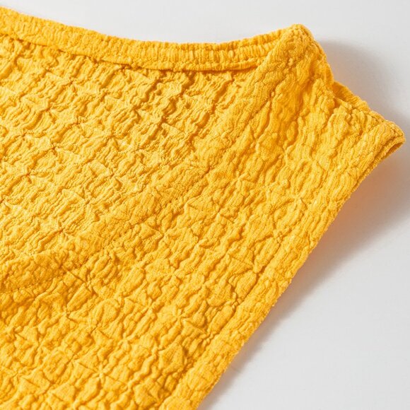 Yellow Crinkled U Neck Tank Top and Wide Leg Pants Set - Picture 9 of 15